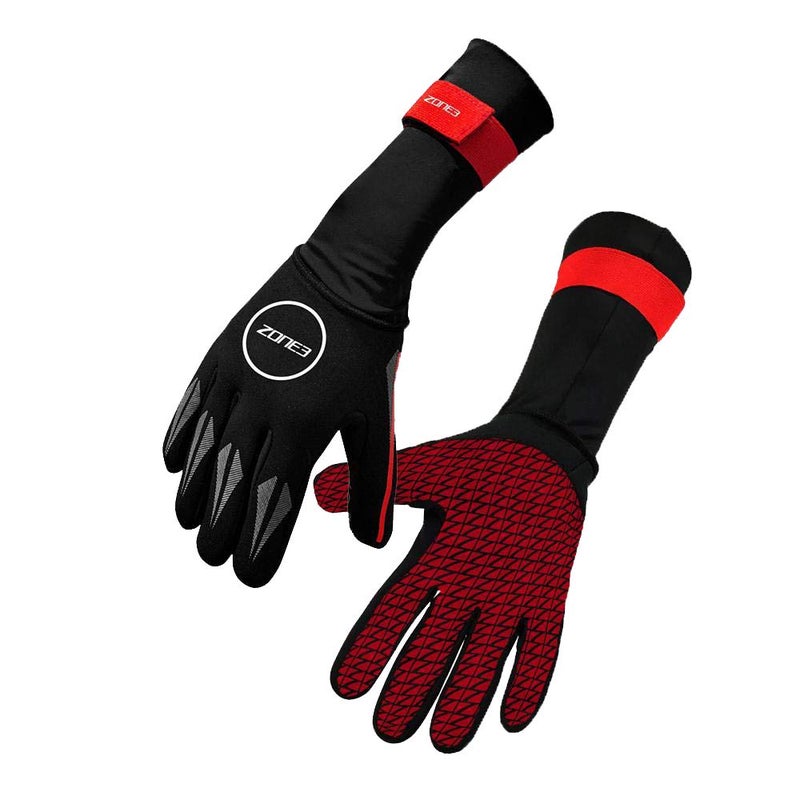 Zone3 Neoprene Swim Gloves (Black/Red, Medium) - Image 1